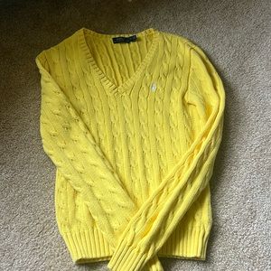 Polo by Ralph Lauren Bright Yellow Cable-Knit V-Neck Sweater